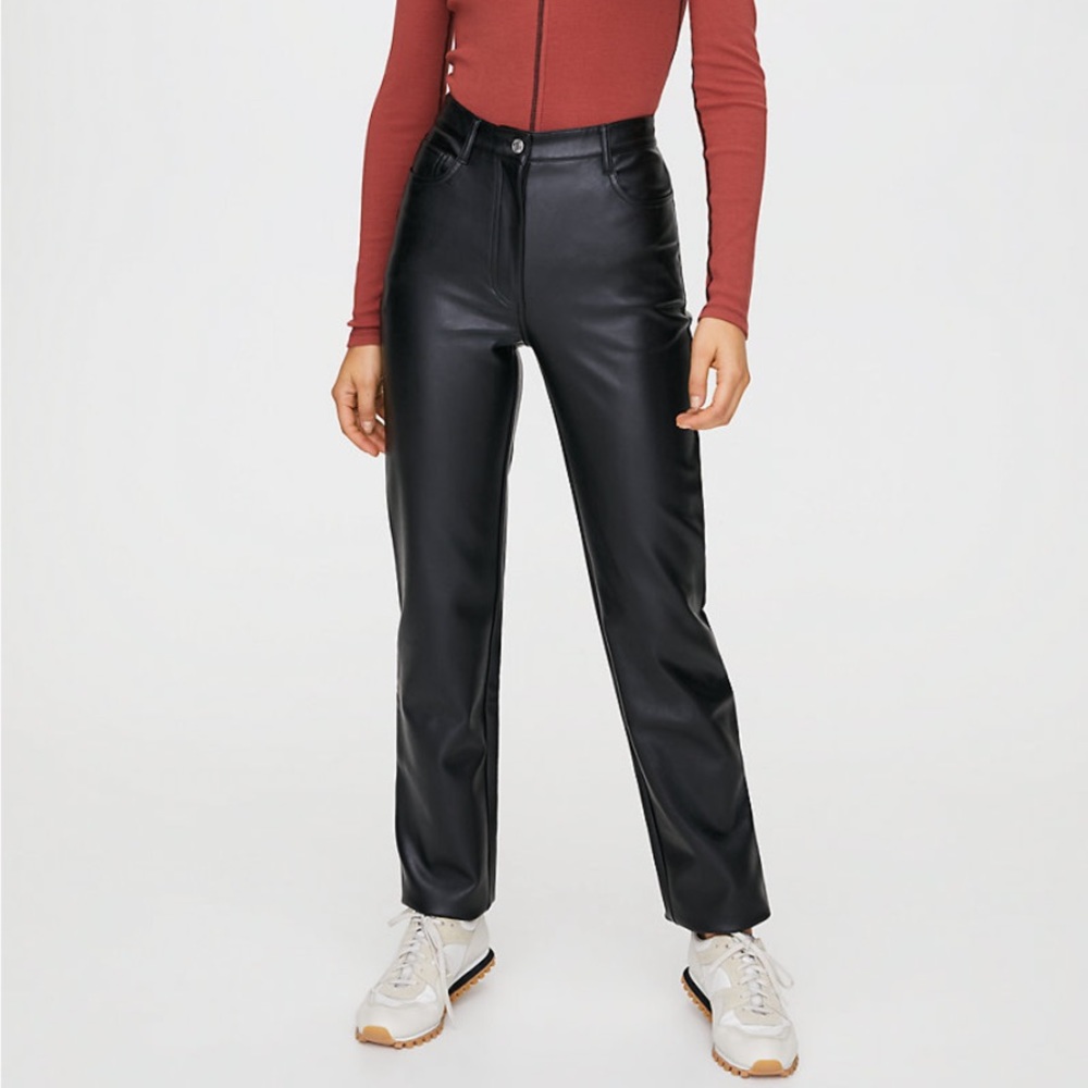 Black Aritzia leather Melina pants